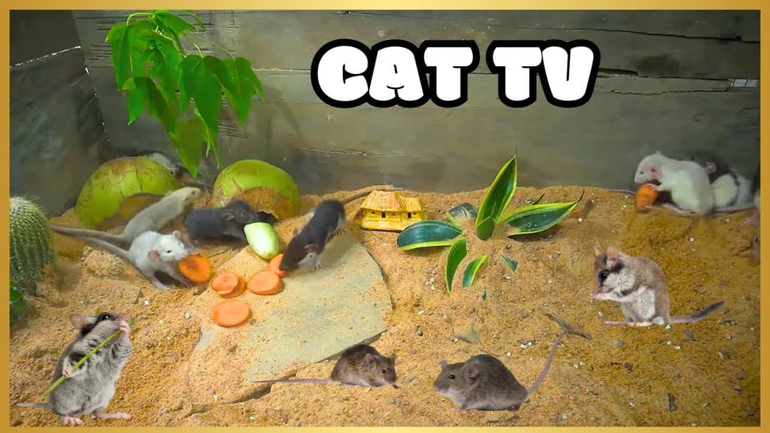 Cat TV for Cats to Watch🐱| adorable mouse digging burrows, squabble playing and squeaking |Cat games