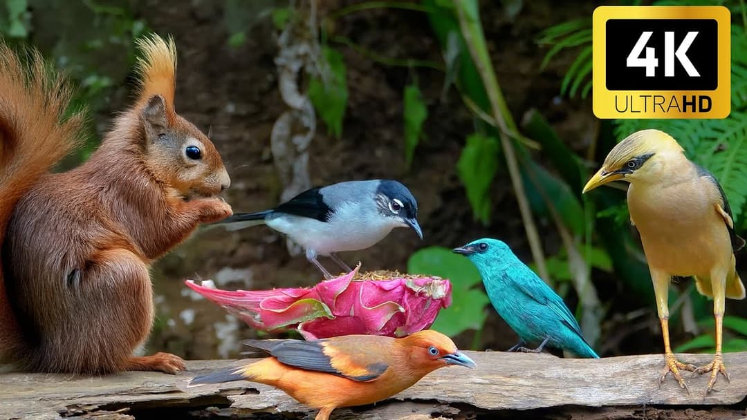 Cat TV for Cats to Watch 😸 Birds & Squirrels in the Garden on a Summer Day 🐿️🕊️ 4K HDR