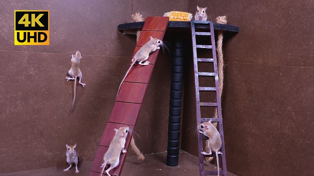4K Cat TV Adventure Game: Mice Scale, Dash & Explore in Search of Snacks for Cats to Watch