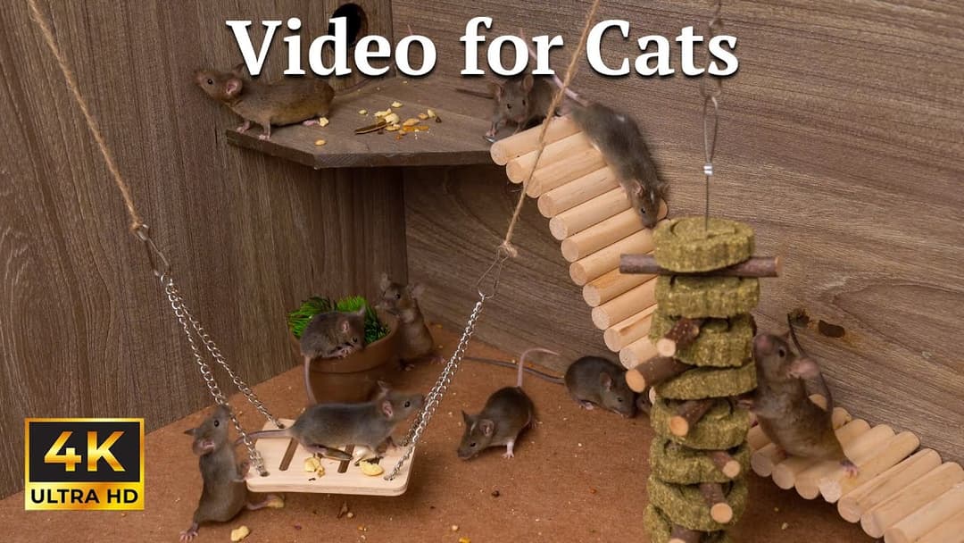 Cat TV: Hide and Seek with Tiny Mice Love Climbing Ladders and Swinging | Catflix