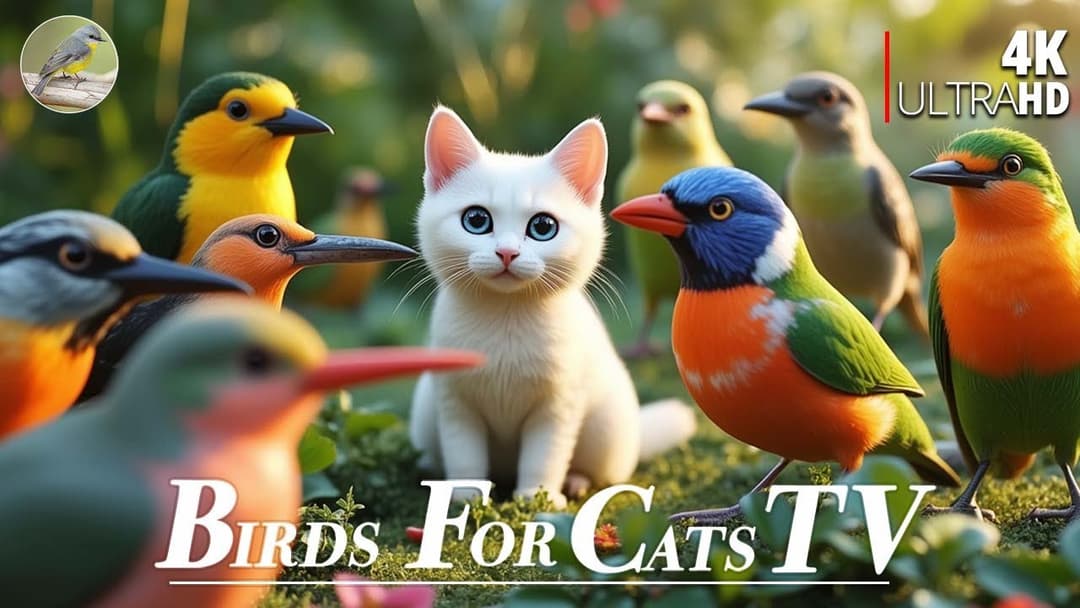 Cat TV for Cats 😻Cute Birds Gather 💖 Relaxing with Cat TV🐿4 Hours 4K HDR
