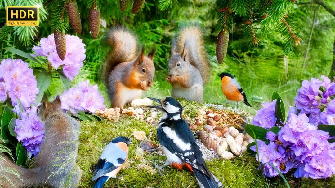 Relax with Squirrels Birds and Forest Sounds🐿️ Ultimate Cat & Dog TV Show😺🐶 10 hours (4K HDR) NO ADS