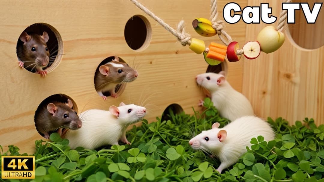 Interactive Cat TV: Mouse Ladder Climb, Slide Play & Hide Game – 8 Hours  4K UHD