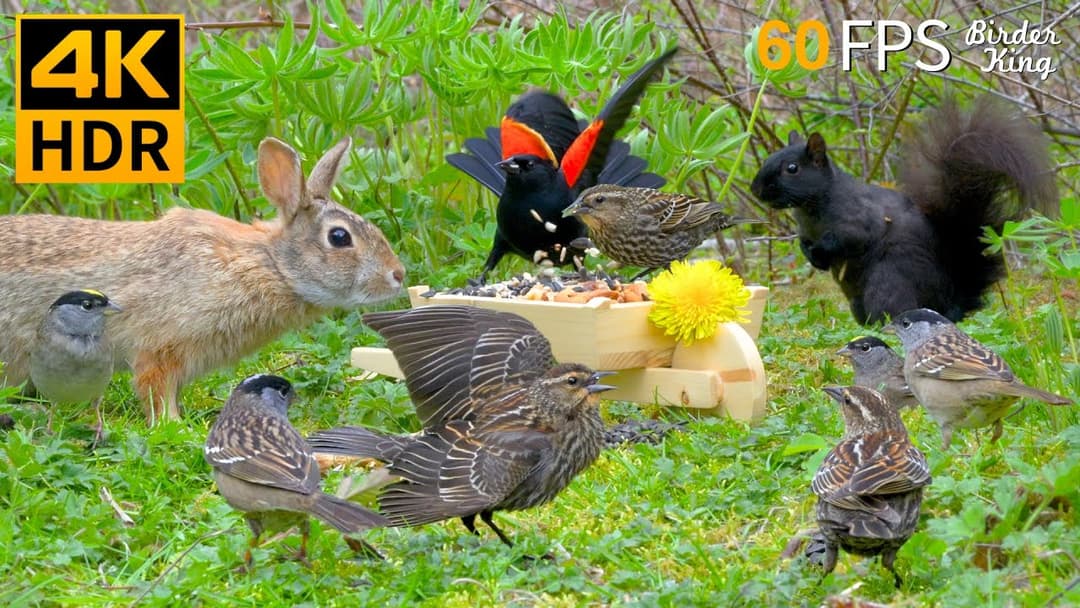 Cat TV for Cats to Watch 😺🐰 Spring Fun with Birds, Rabbits and Squirrels 🐿 Cat Games 4K HDR