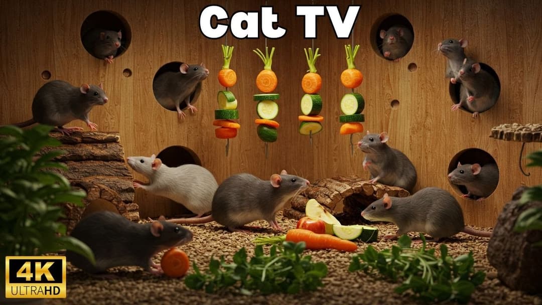 Cat TV: 8 Hours of Adorable Mice Fun – Chase, Hide & Seek for Cats | 4K UHD 60FPS