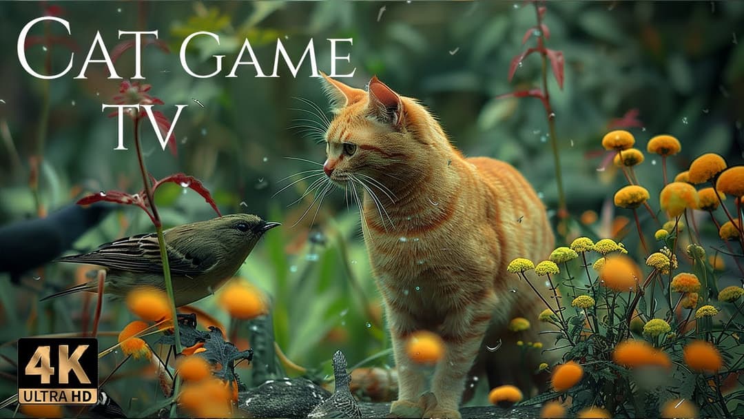 🔴😻Cat TV😻 Birds & Squirrels Feast Amidst Blooming Flowers 🕊️ Relaxing Cat TV Video for Cats 😸