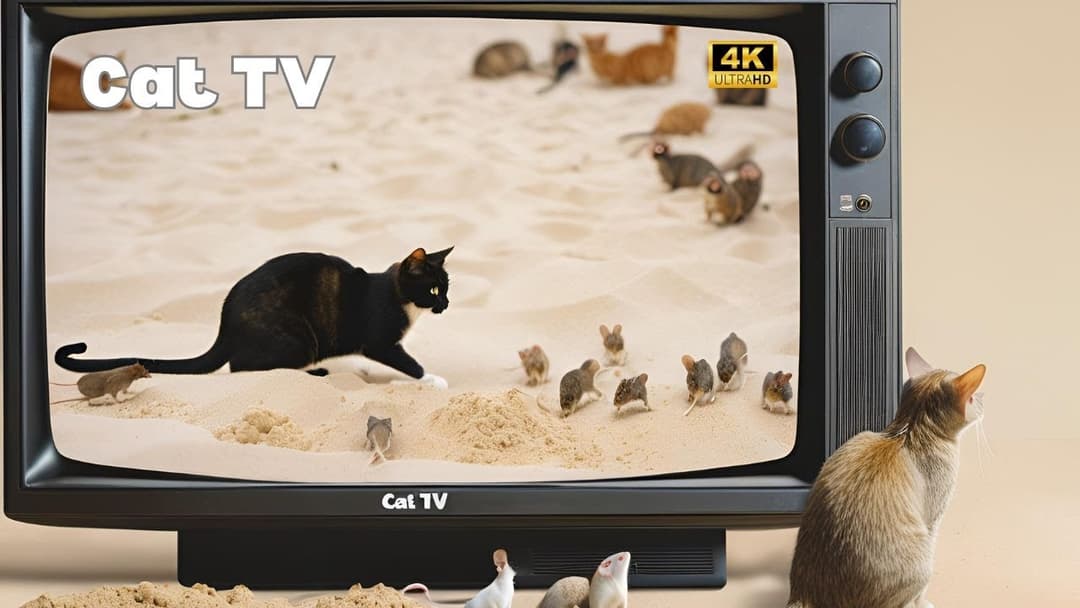 Cat TV for Cats to Watch🐱| Mice sand grabbing, hide & seek and playing on full screen 4k UHD
