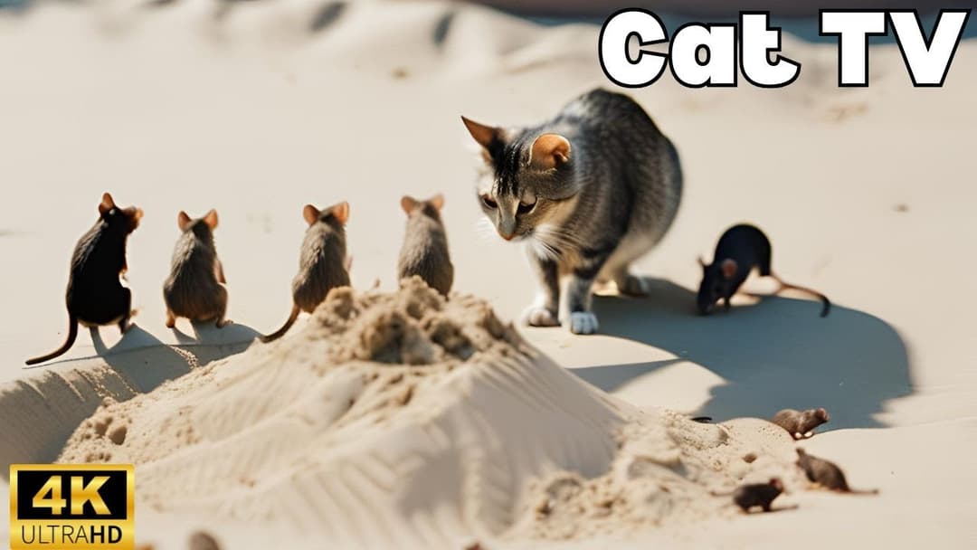 Cat TV 4K UHD – Mice Digging Burrows & Playing Hide & Seek!
