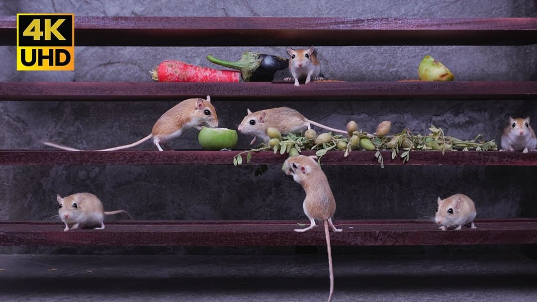 Cat TV: Mouse Hide & Seek on Wooden Trails with Rustling & Scurrying Sounds | 4k Full Screen