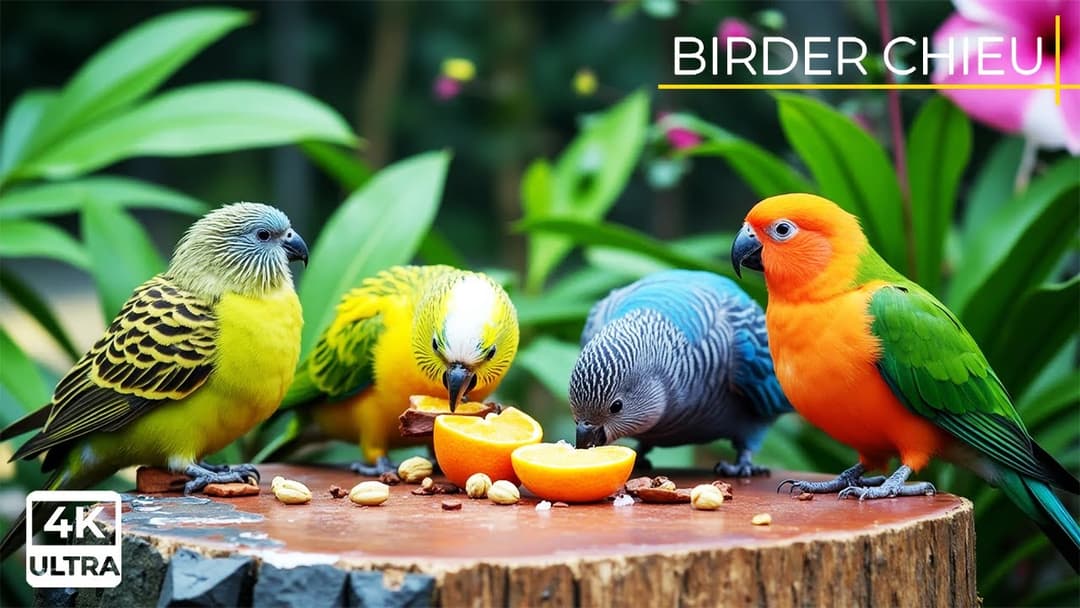 🔴CAT TV😸Birds & Squirrels Sharing Snacks on an Summer Day🕊️🐿️ Live 12 Hours in Ultra HD 😺