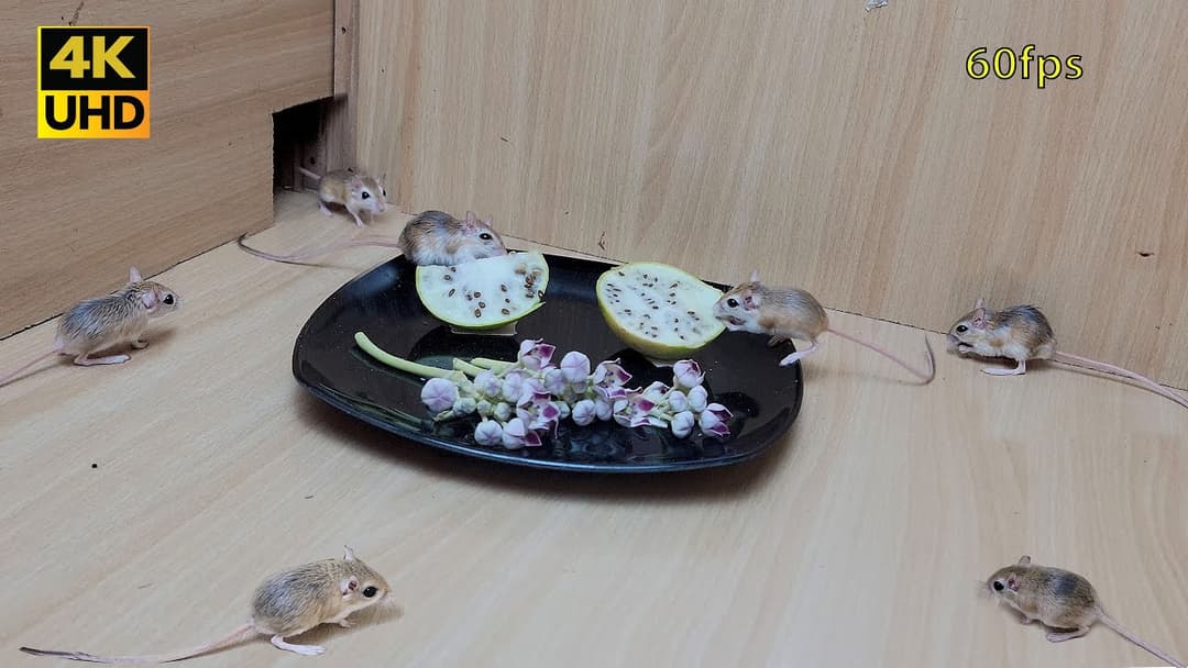 Cat TV mouse hide & seek jerry hole and squabble fun over food | for cats to watch 8 hour 4k