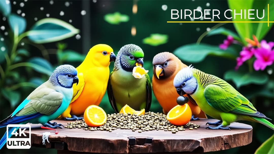 Birds & Squirrels on a Garden Wall 🕊️🐿️ Video For Cats to Watch 😸