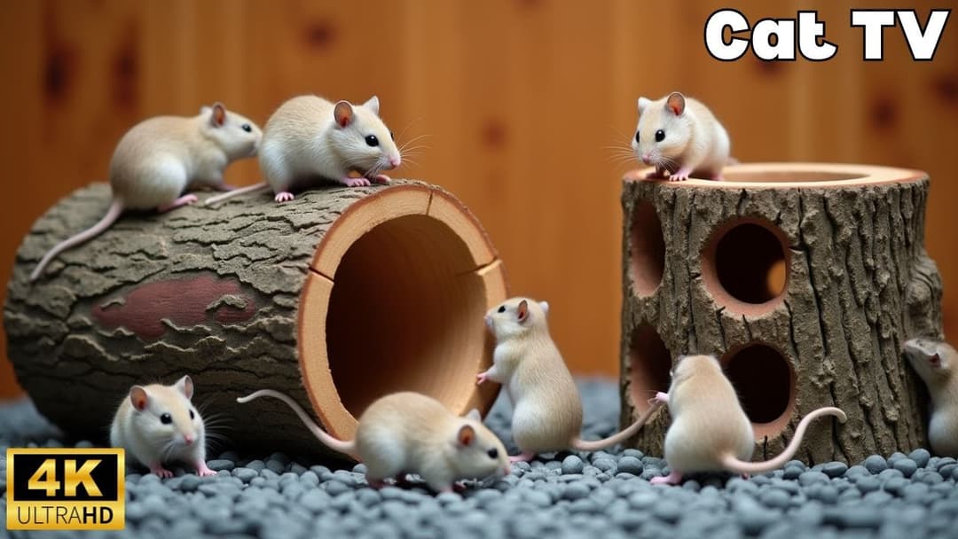 3 Hours of Cat Fun 🐭 Mice Hide & Seek in a Wooden Trunk | Cat TV in 4K UHD