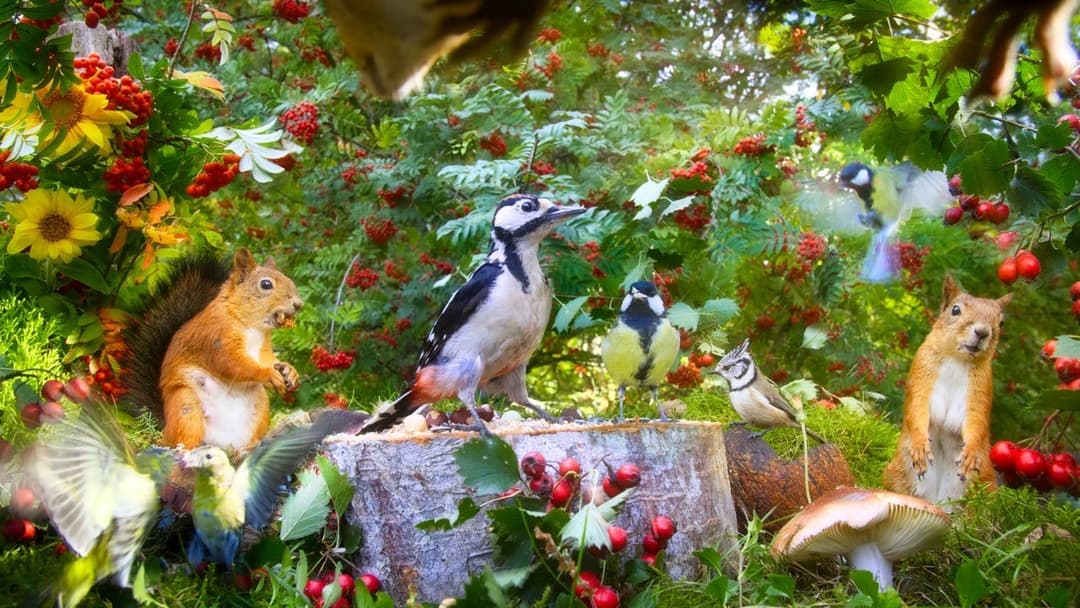 Cat TV NO ADS😽 Eurasian Red Squirrels and The Most Beautiful Little Birds for Sleeping