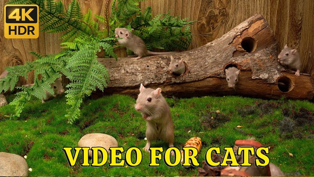Hide & Seek Mossy Log Maze – Tiny Mice Pop Out of Forest Holes | 4K Catflix