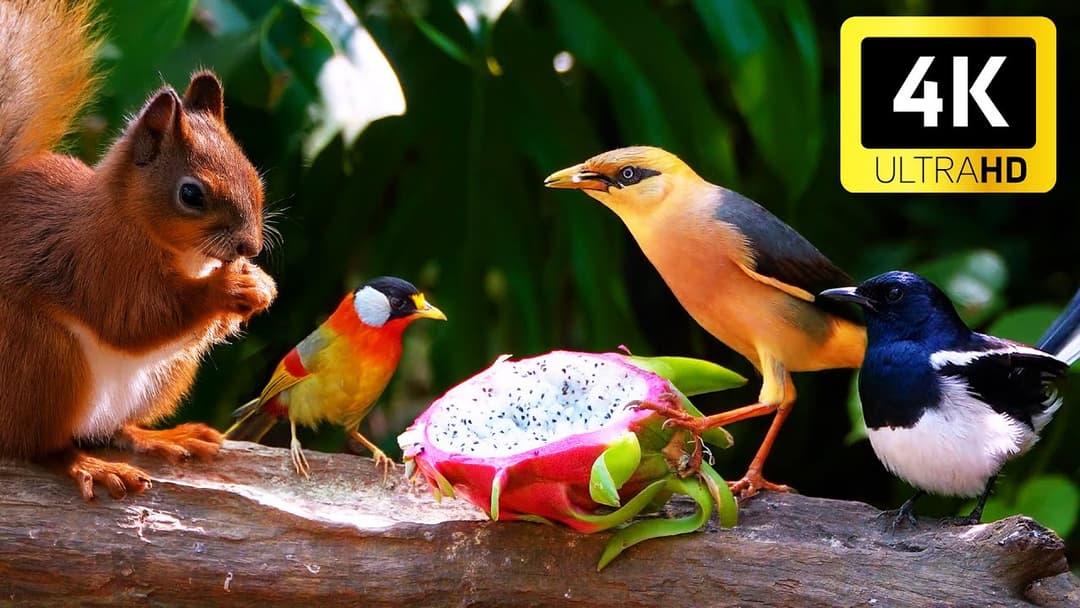 Magical  Cat TV for Cats 😸 Chipmunks, Birds & Squirrels Play Around the Garden 🐿️ Cat Video 4K