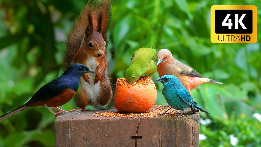 [No Ad Interruptions] Cat TV 😺 Funny Birds Squirrels in the Forest 🐿️ 4 Hours videos for cats 4K