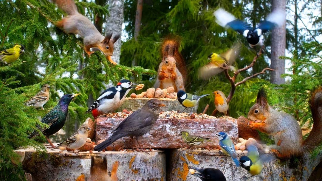 Pet TV😺Squirrel and Bird Watching👀 Nature Fun for Cats & Dogs & Humans Alike