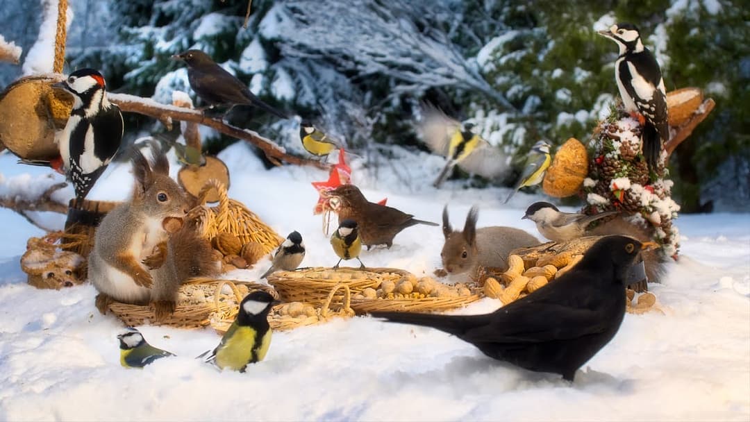 Relax with Forest Friends in Winter Wonderland☃️ 10 hours Cat & Dog TV 😽🐶  4K HDR