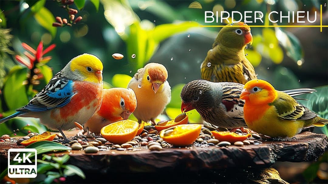 🔴😸 Birds & Squirrels Enjoy a Rainy Day in the Forest🕊️🐿️ Live 12 Hours in Ultra HD 😺