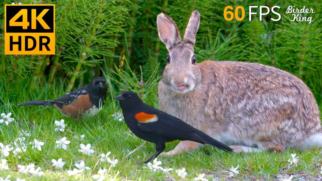 Cat TV for Cats to Watch 😺 Graceful Summer Birds, Bunnies, squirrels 🐦 8 Hours 4K HDR 60FPS