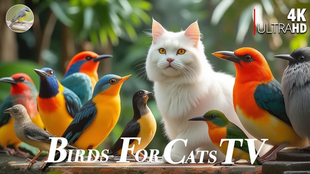 Cat TV for Cats 😻 Playful Birds and Squirrels on the garden 🐿4 Hours 4K HDR