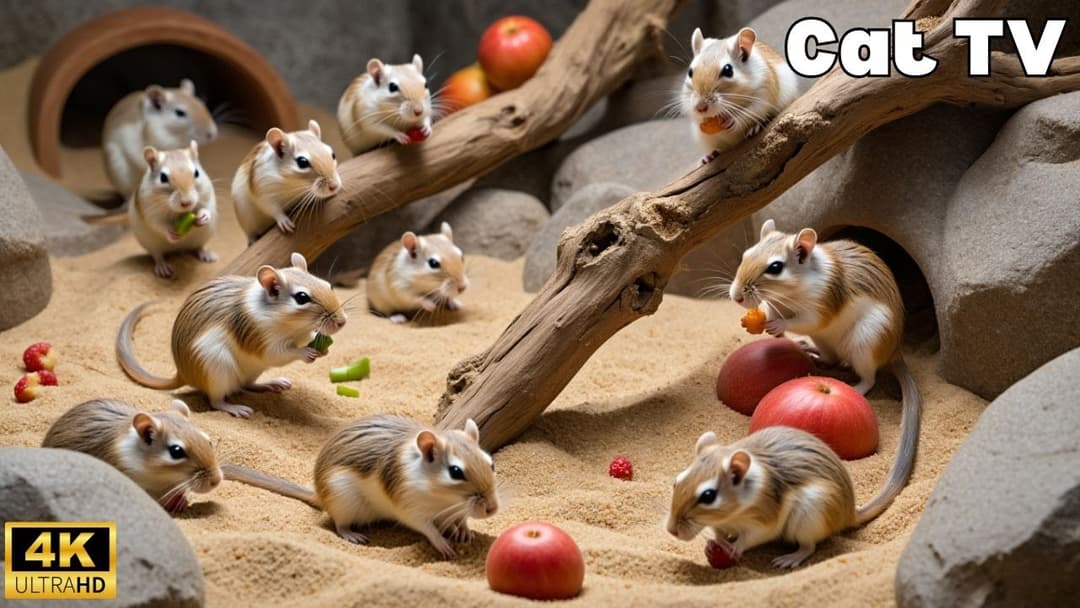 Interactive Cat TV: Mice Digging Holes, Squeaking & Playing in Sand Maze | 3H of Feline Fun in 4K!