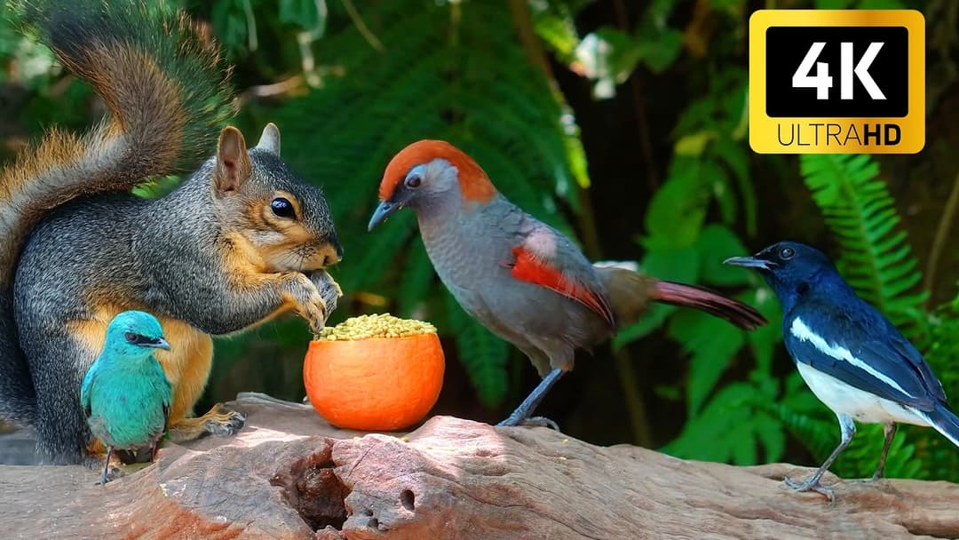 [NO ADS] Cat TV for Cats to Watch 😺🐦Cute Birds & Hungry squirrels 🐿️ Videos for Cats to Watch