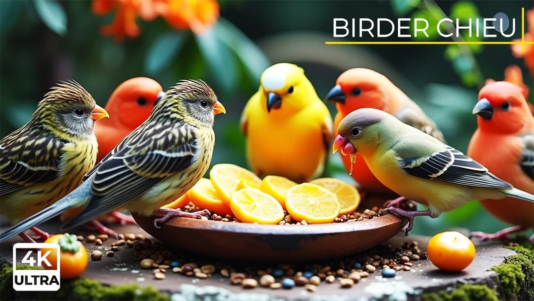 🔴Spring Birds & Squirrels Snack on a Stool🕊️🐿️ Live 12 Hours in Ultra HD 😺