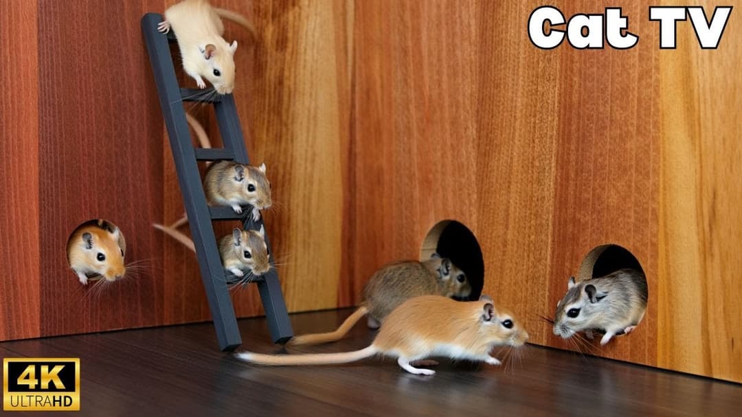 Ultimate Cat TV: Mouse Climbing Ladder, Sliding & Playing Hide and Seek | 8H of Feline Fun in 4K!