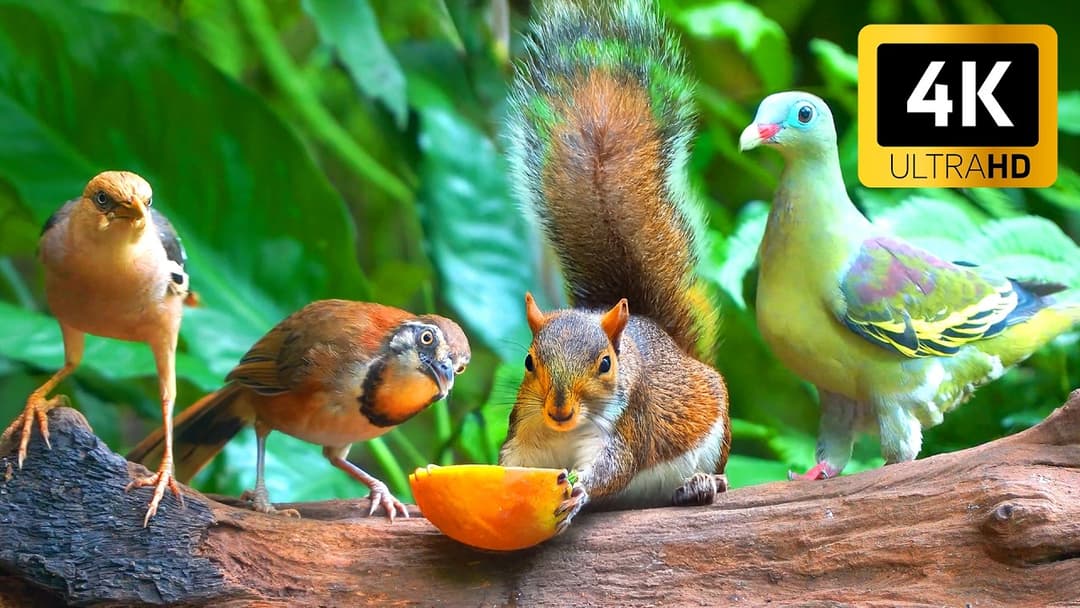 Cat TV for Cats to Watch 😺 Cute Chipmunks, Birds, Squirrels 🐿Real Nature Fun 4K HDR 60FPS