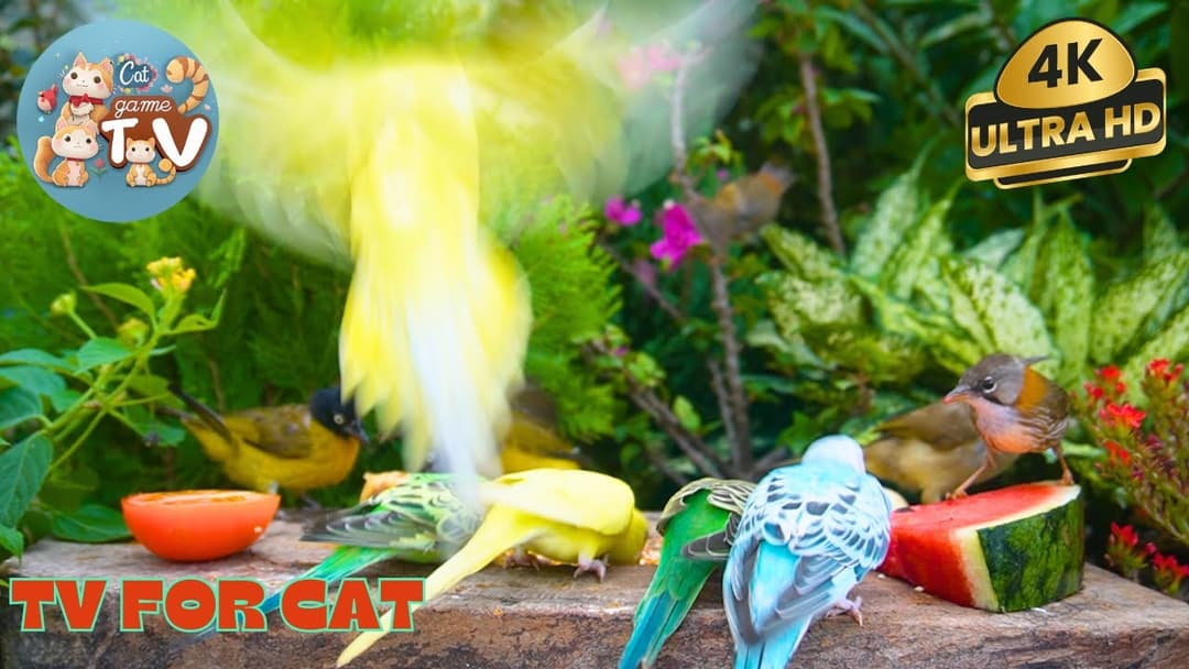🔴😺Bustling Lunch Birds, Squirrels & Chipmunks 🦜! Live 12 Hour Cat TV Videos | 4K HDR ULTRA