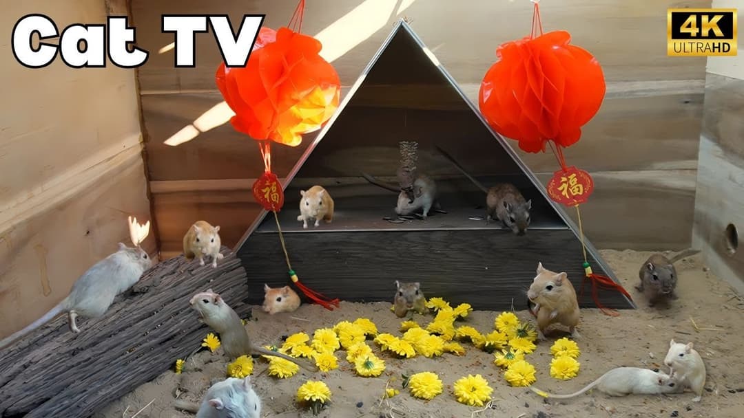 🐭 Cat TV: Spring Festival Mice Playing, Digging & Hiding in Holes!