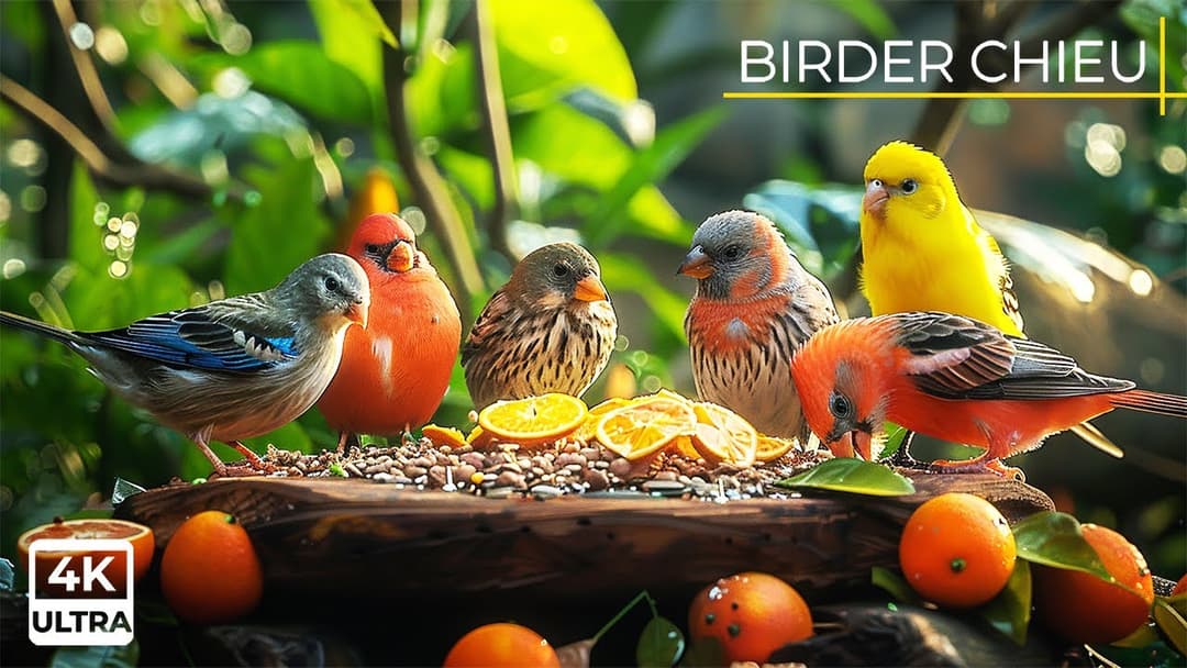 Birds and Squirrels Share a Peaceful Morning in the Garden 🕊️ 🐿️ Entertainment for Cats 😸