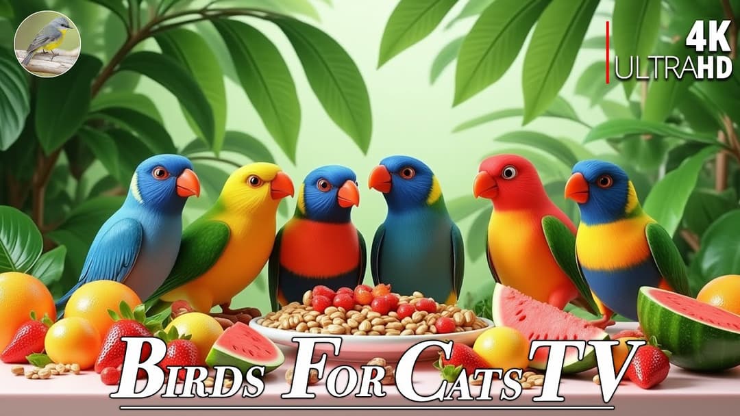 Cat TV for Cats 😻 Relaxing Birds and Squirrels on Moss 🐿 4 Hours 4K HDR