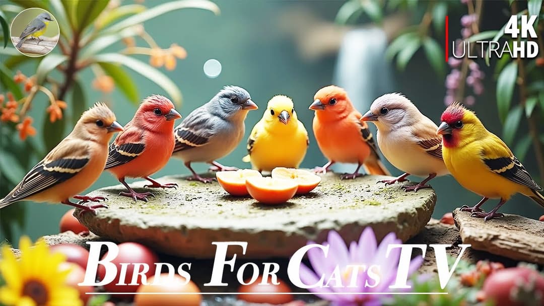 🔴😸 Cat TV for Cats to Watch 😺 Beautiful Birds and Squirrels Play on the Ground🕊️🐿️