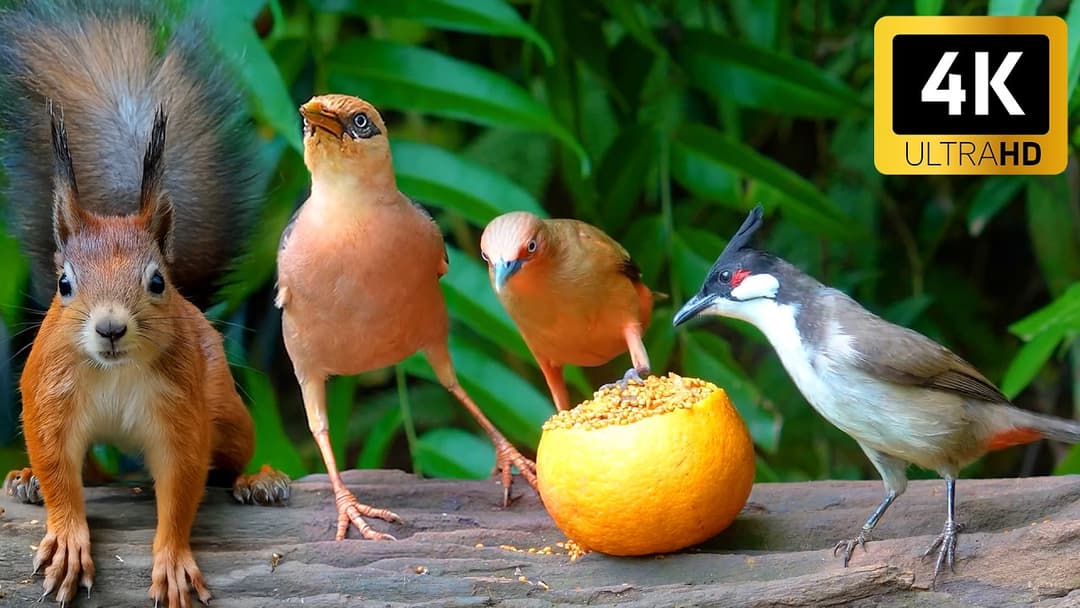 [No Ad Interruptions] Cat TV 😺 Cute Birds Squirrels in the Garden 🐿️ 4 Hours videos for cats 4K