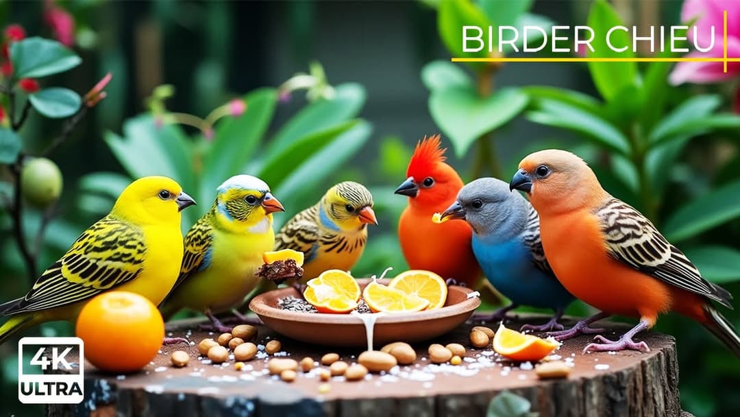 Birds and Squirrels Discover Food at the Garden 🕊️🐿️ Video For Cats to Watch 😸