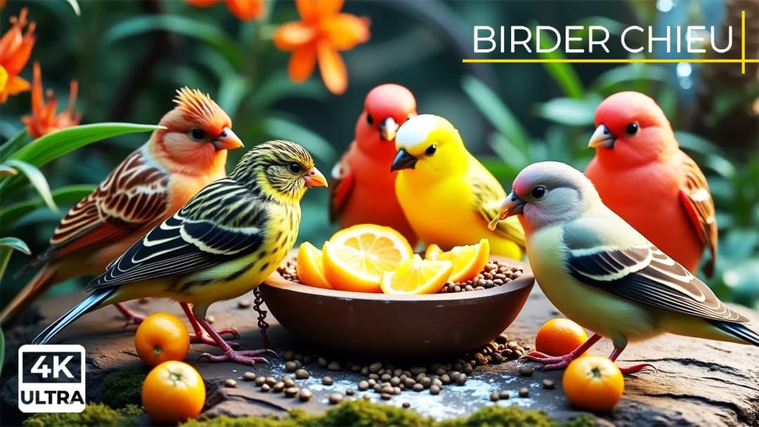 🔴CAT TV😸Birds & Squirrels Eat on the Wall by the Flowers 🕊️🐿️ Live 12 Hours in Ultra HD 😺