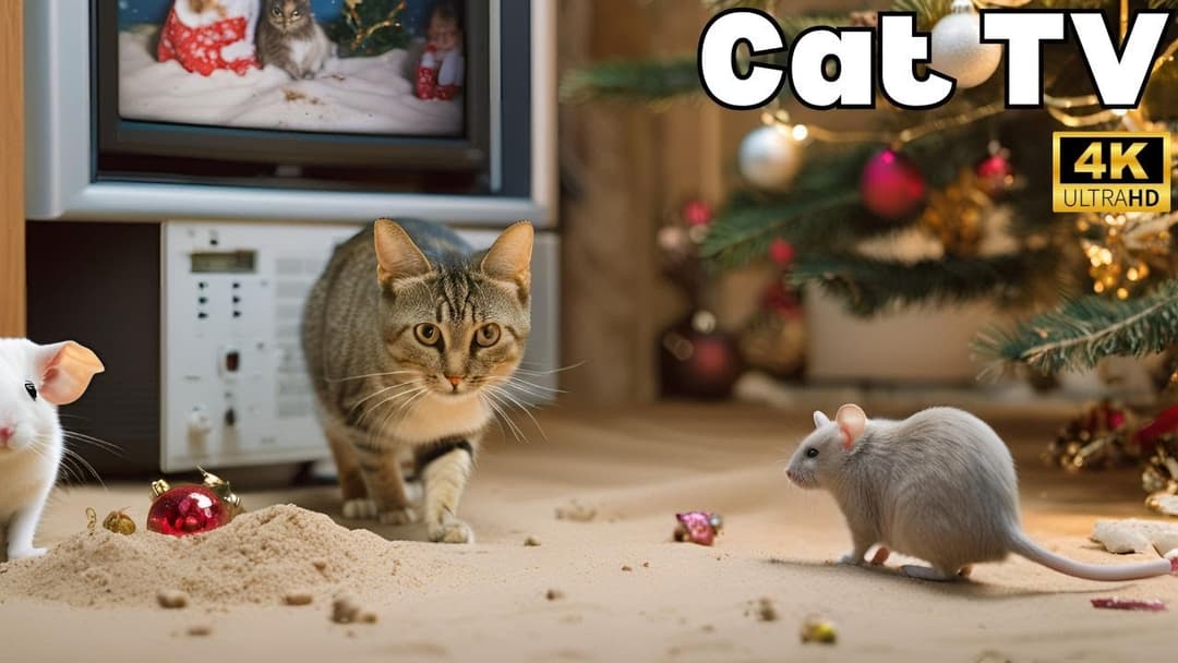Cat TV for Christmas: Mice Hide and Seek Fun!