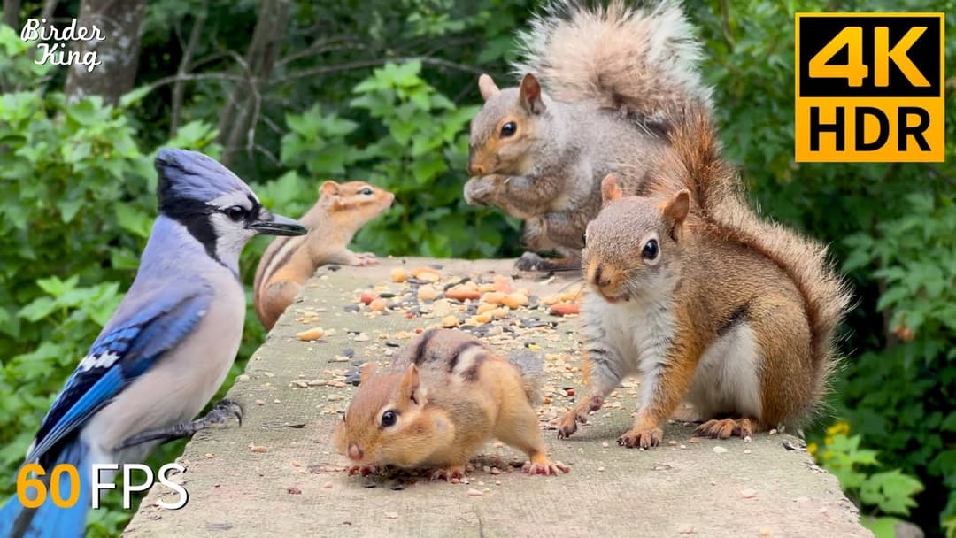 Cat TV for Cats to Watch 😺 Bouncy chipmunks, Squirrels, and Birds 🐿 8 Hours 4K HDR 60FPS