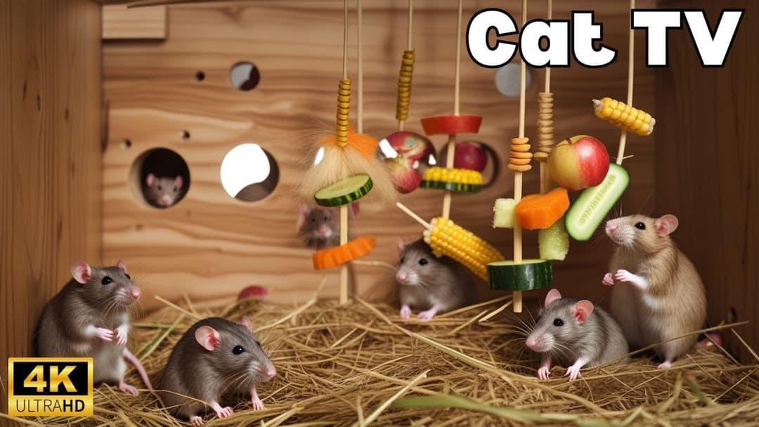 Cat TV: Adventurous Mouse Scales Wooden Ramp & Plays Hide & Seek | 4K UHD