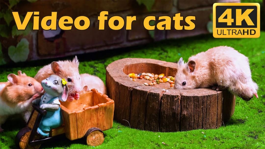 Cat TV: Watch Tiny Mice Play Hide & Seek in a Wood Hole Wonderland - 3 Hours 4K UHD | Catflix