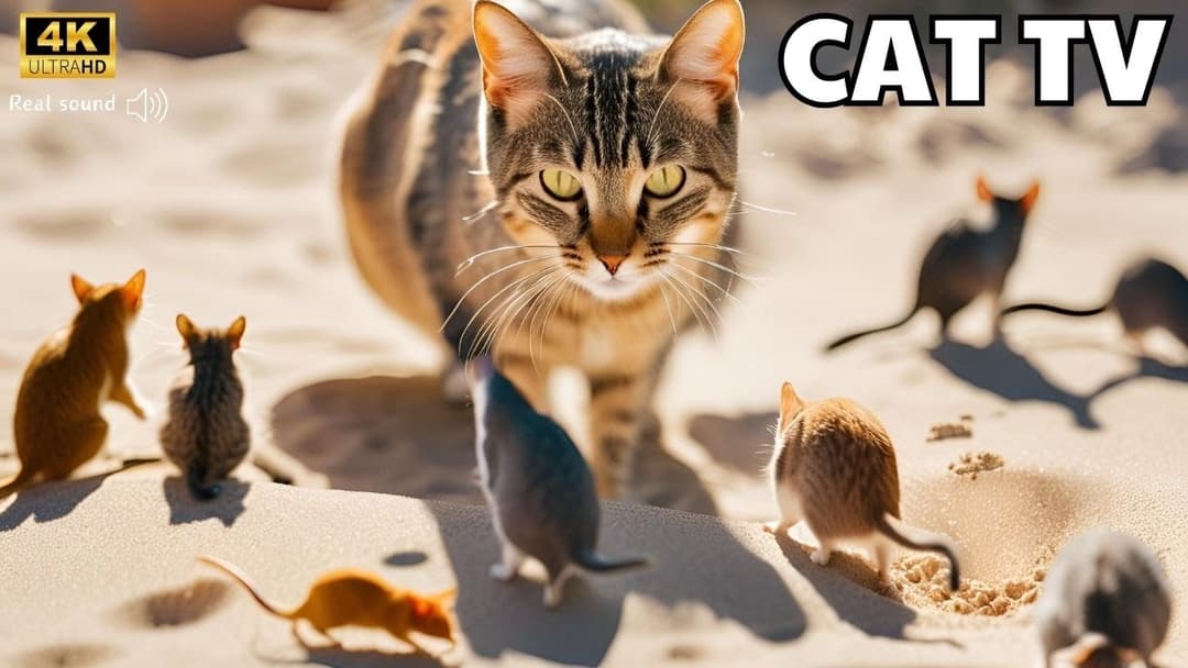 Cat TV for cats to watch: Mice Playing Hide and Seek in 4K Full Screen Fun!