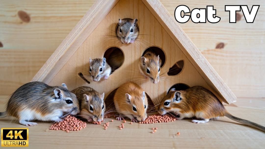 Cat TV | Ultimate Tiny Mice Playing Hide & Seek & house Hole Chase – 8H in 4K UHD!