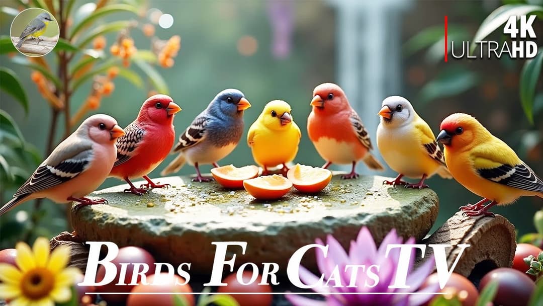 🔴😸Cat TV for Cats to Watch😺 Cute Little Birds with Squirrel-mania 🐿️ Live 12 Hours