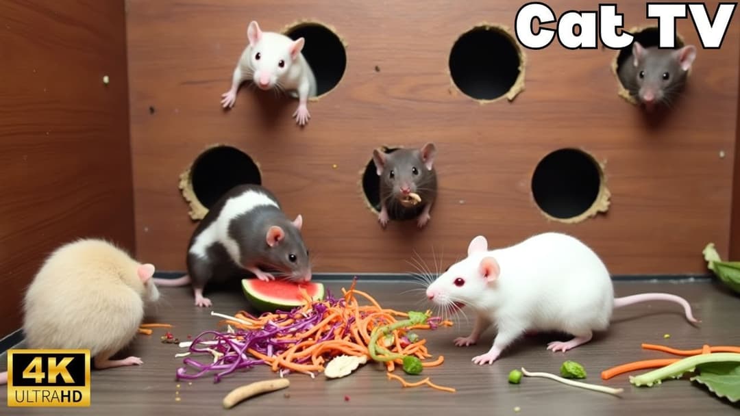 Cat TV Games: Playful Mice Hide & Seek, Squeaking & Playing in 4K UHD!