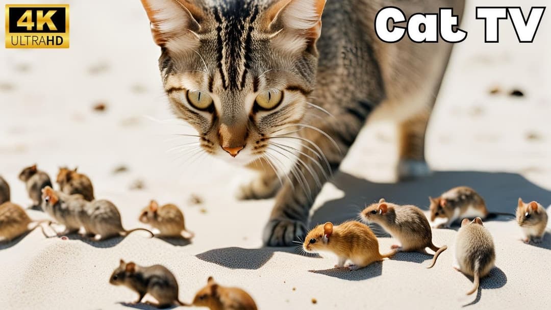 Cat TV for cats to watch: Mice Hide and Seek Fun! 4k 60fps | Ep1 🐭🐭