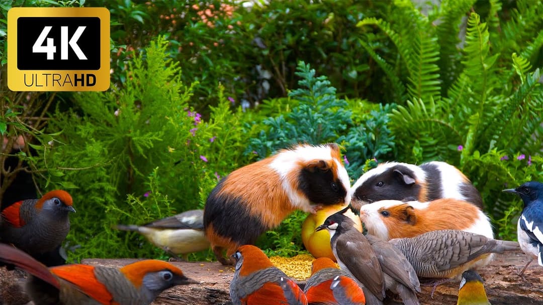 Magical Calming Nature for Cats 😺 Playful Birds & Squirrels 🐦 Stunning 4K HDR 60FPS