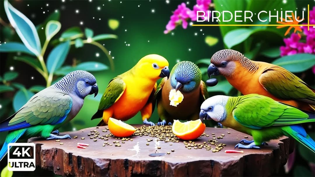 🔴😸 Birds & Squirrels Discover Food by the Log Pile 🕊️🐿️ Live 12 Hours in Ultra HD 😺